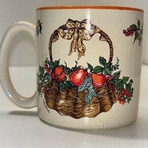 1989 Potpourri Press ceramic Apple Basket autumn themed mug